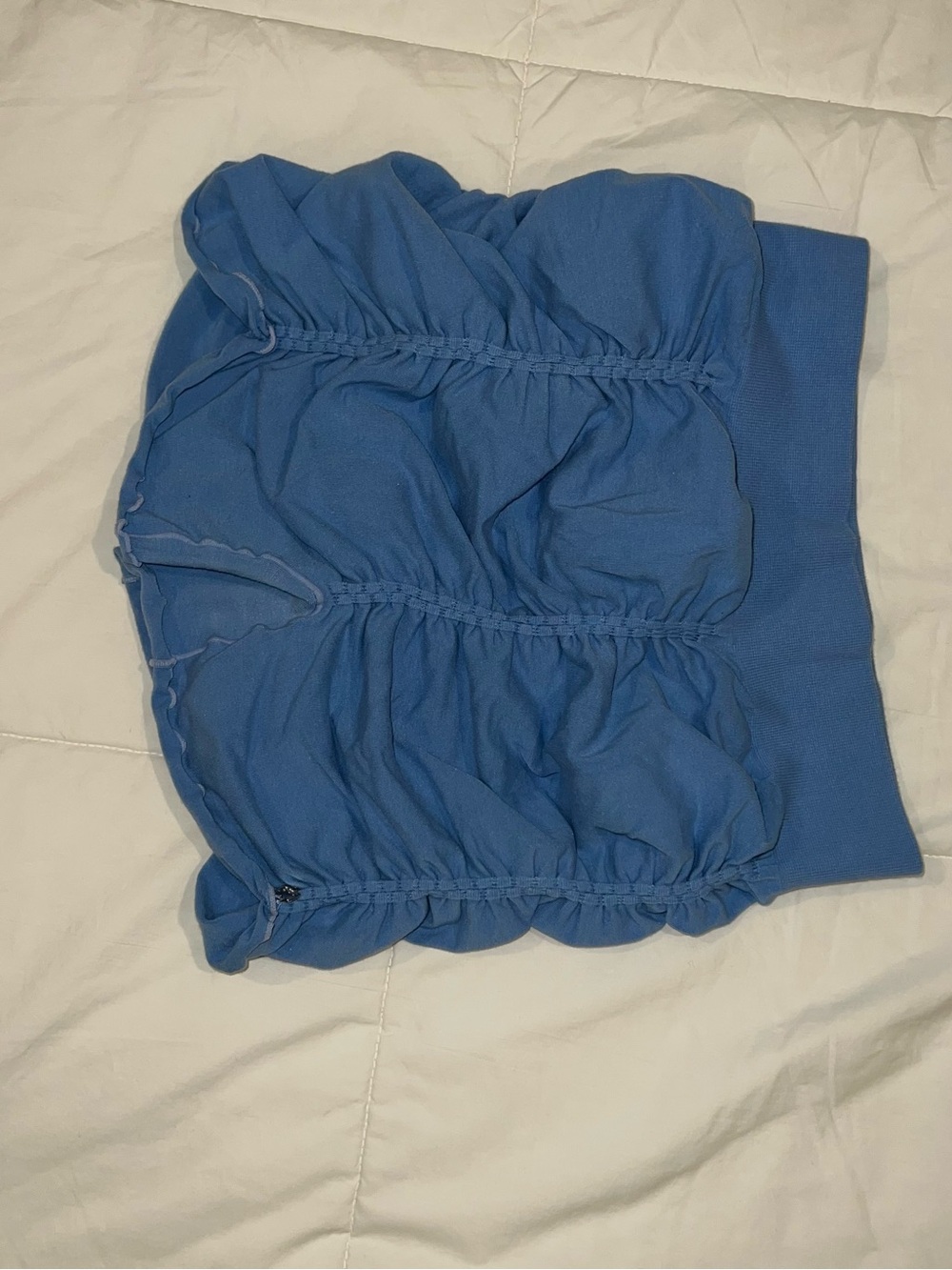 Fabletics Sky Blue Ruched V-Neck Long Sleeve Top - Picture 3 of 3
